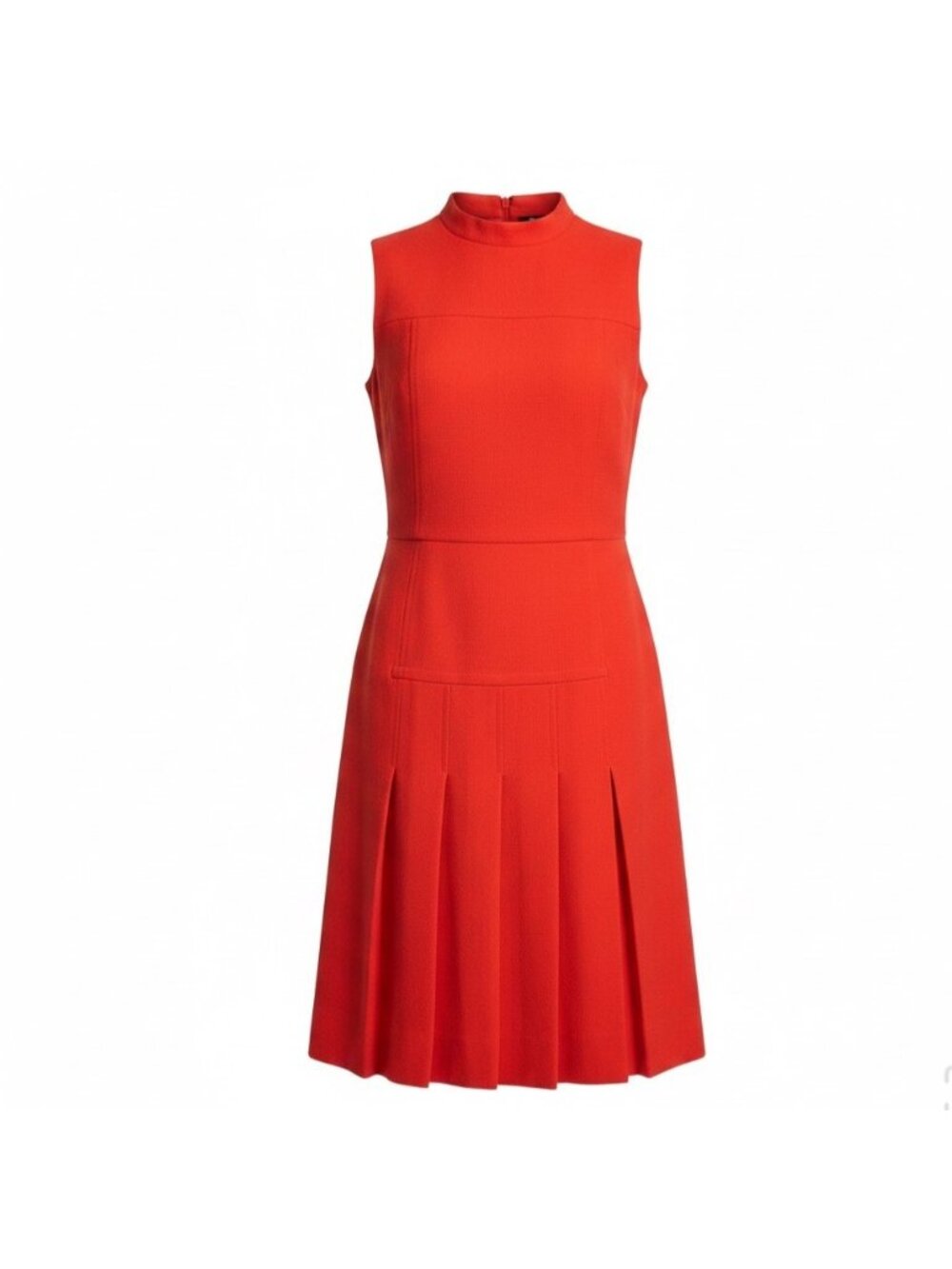 Akris Punto Womens Red Wool Pleated Sleeveless Dress Italy Design Size 34